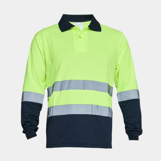 Polera Técnica Cuello Camisero Manga Larga Alta Visibilidad