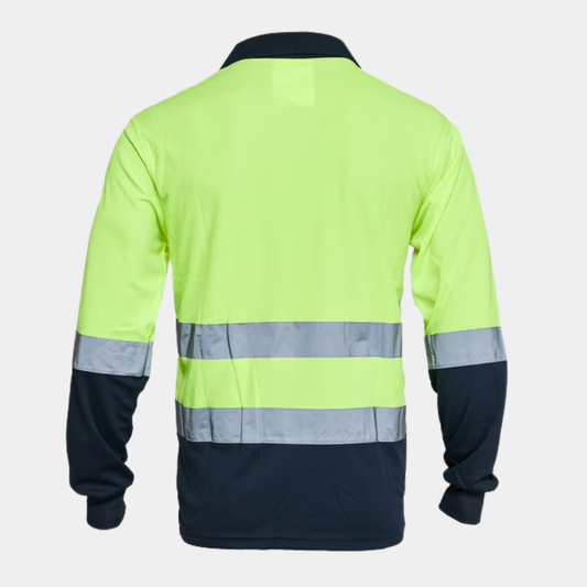 Polera Técnica Cuello Camisero Manga Larga Alta Visibilidad